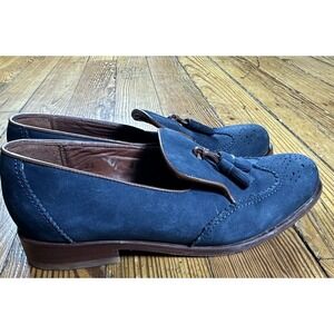Franco Cuadra Womens Tasseled Leather Suede Loafers Blue/Brown Sz 23 Mexico US 6